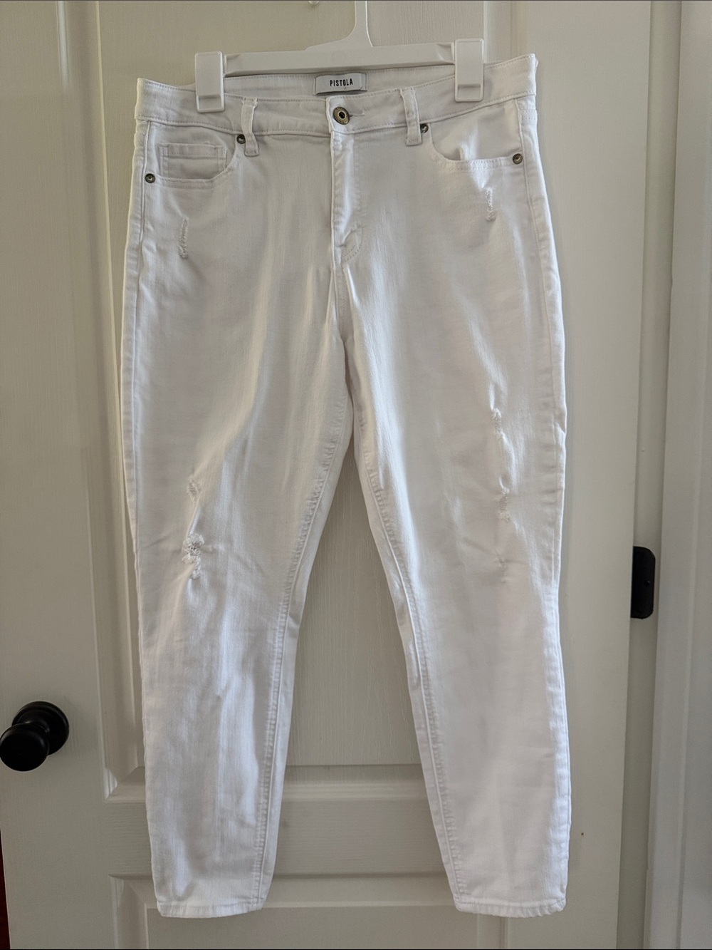 pistola White Skinny Jeans with Light Distressing